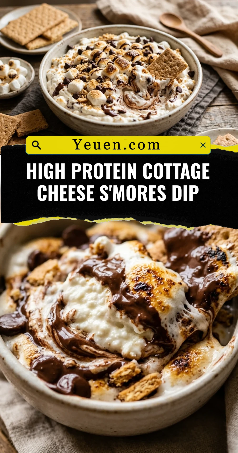High Protein Cottage Cheese S'mores Dip