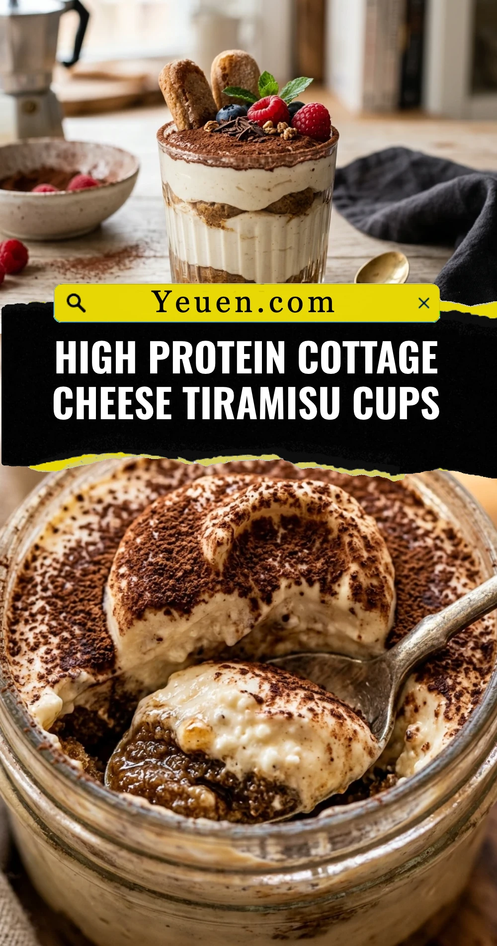 High Protein Cottage Cheese Tiramisu Cups