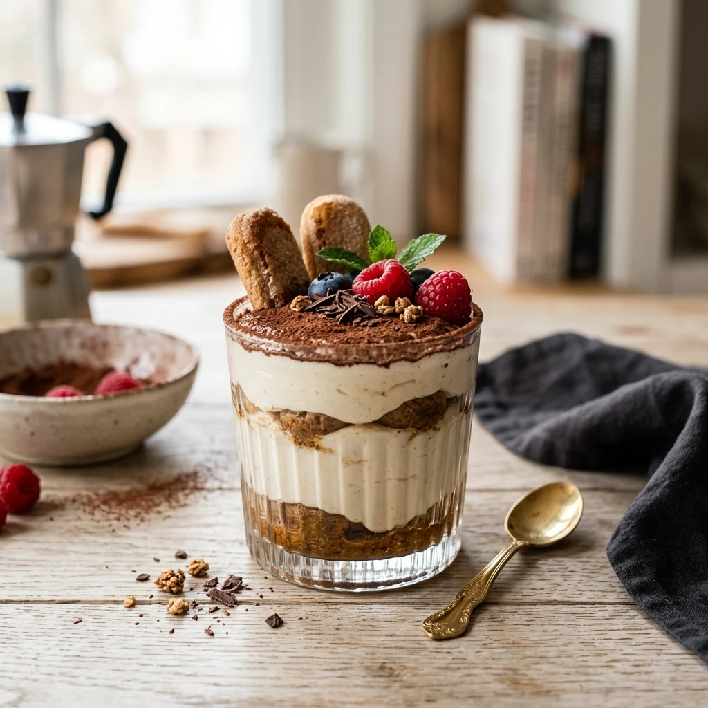 High Protein Cottage Cheese Tiramisu Cups