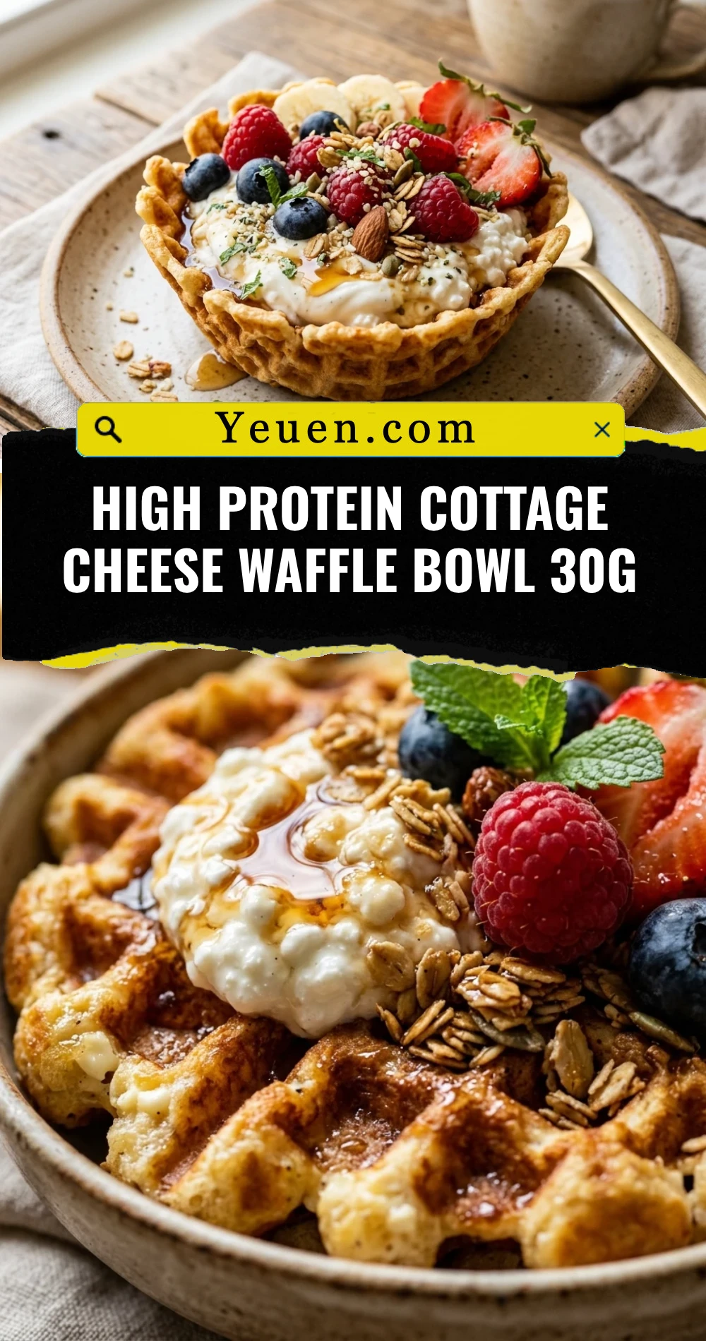 High Protein Cottage Cheese Waffle Bowl 30g