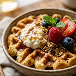 High Protein Cottage Cheese Waffle Bowl 30g