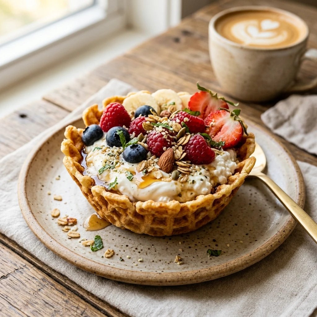 High Protein Cottage Cheese Waffle Bowl 30g