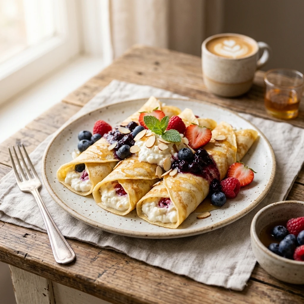 High Protein Crepes Cottage Cheese 20g+ Easy Breakfast