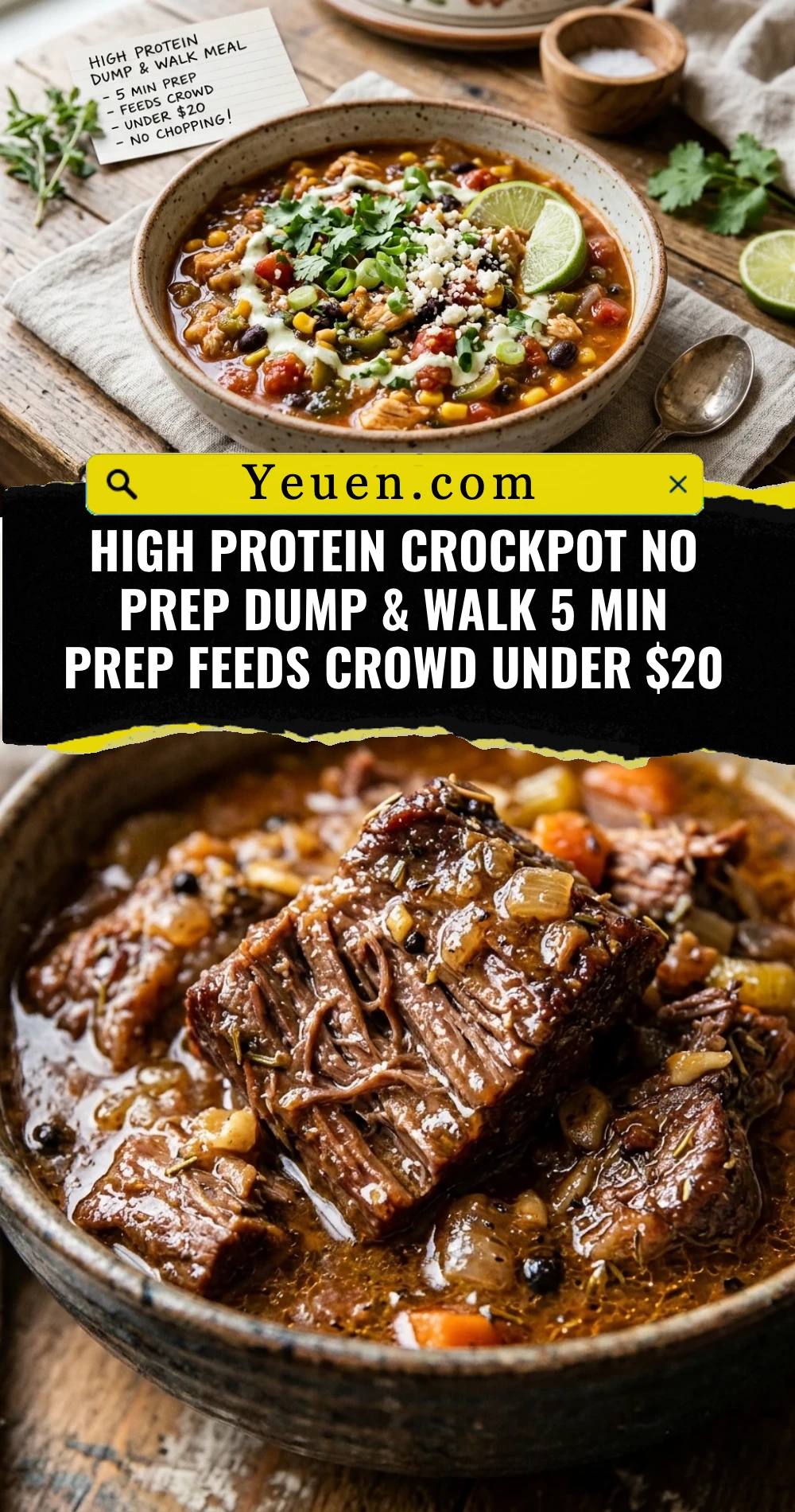 High Protein Crockpot No Prep Dump & Walk 5 Min Prep Feeds Crowd Under $20