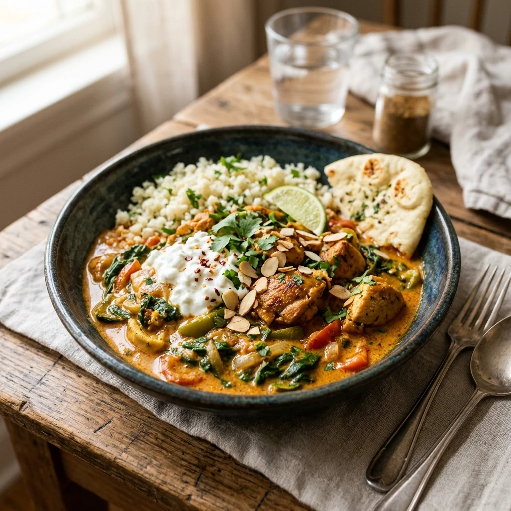 High Protein Curry Dinner 30g+ Easy Low Carb Meal Prep Cottage Cheese