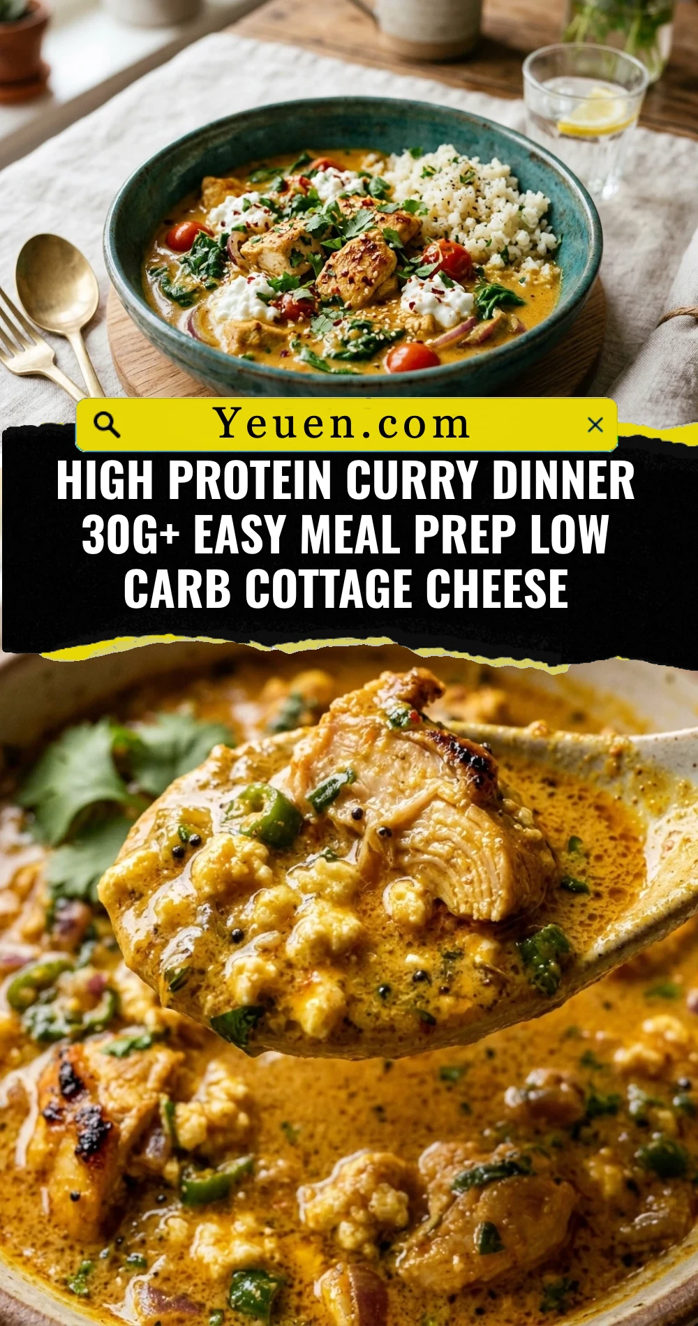 High Protein Curry Dinner 30g+ Easy Meal Prep Low Carb Cottage Cheese