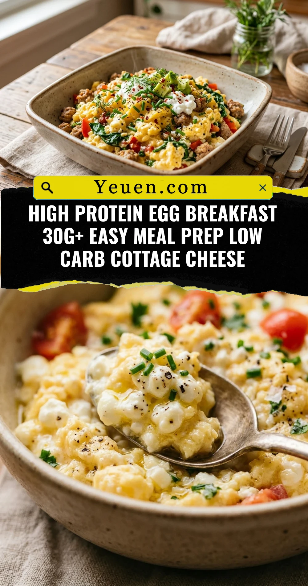 High Protein Egg Breakfast 30g+ Easy Meal Prep Low Carb Cottage Cheese