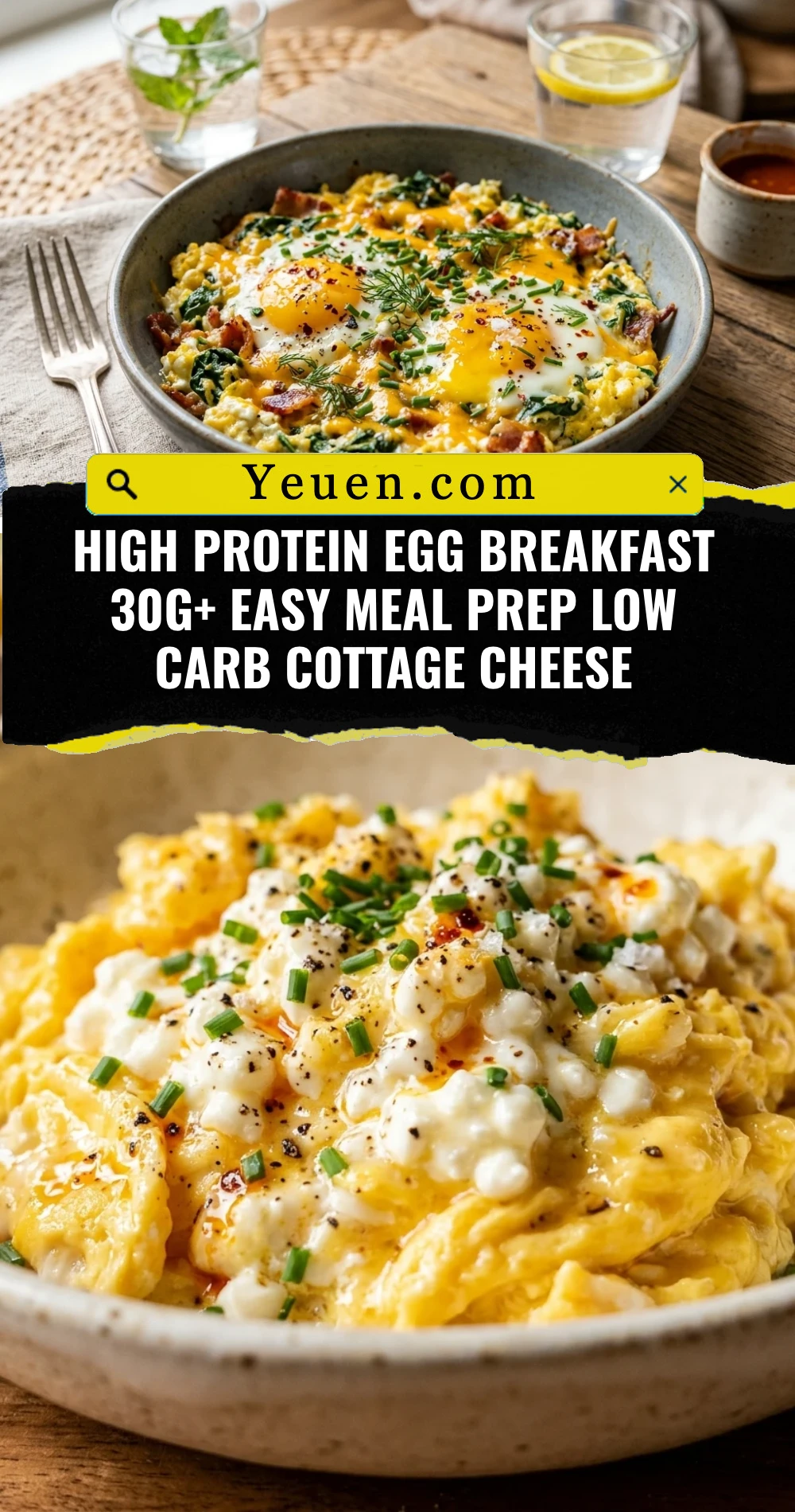 High Protein Egg Breakfast 30g+ Easy Meal Prep Low Carb Cottage Cheese