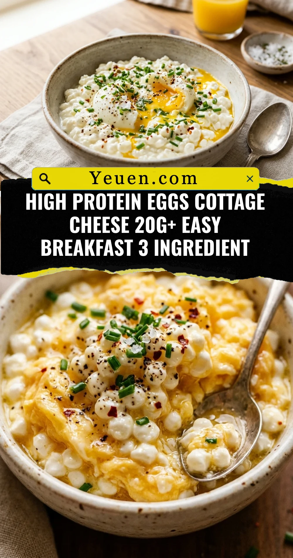 High Protein Eggs Cottage Cheese 20g+ Easy Breakfast 3 Ingredient