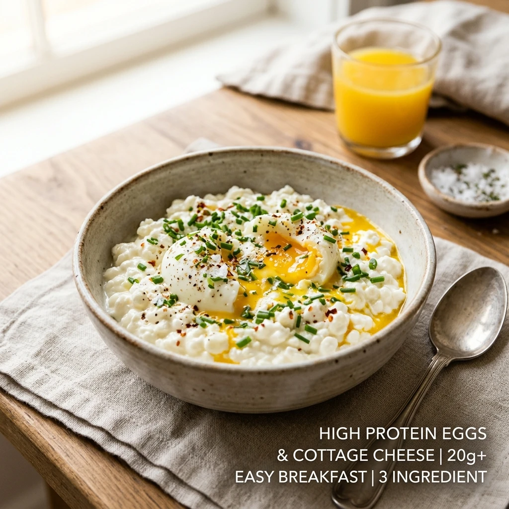 High Protein Eggs Cottage Cheese 20g+ Easy Breakfast 3 Ingredient