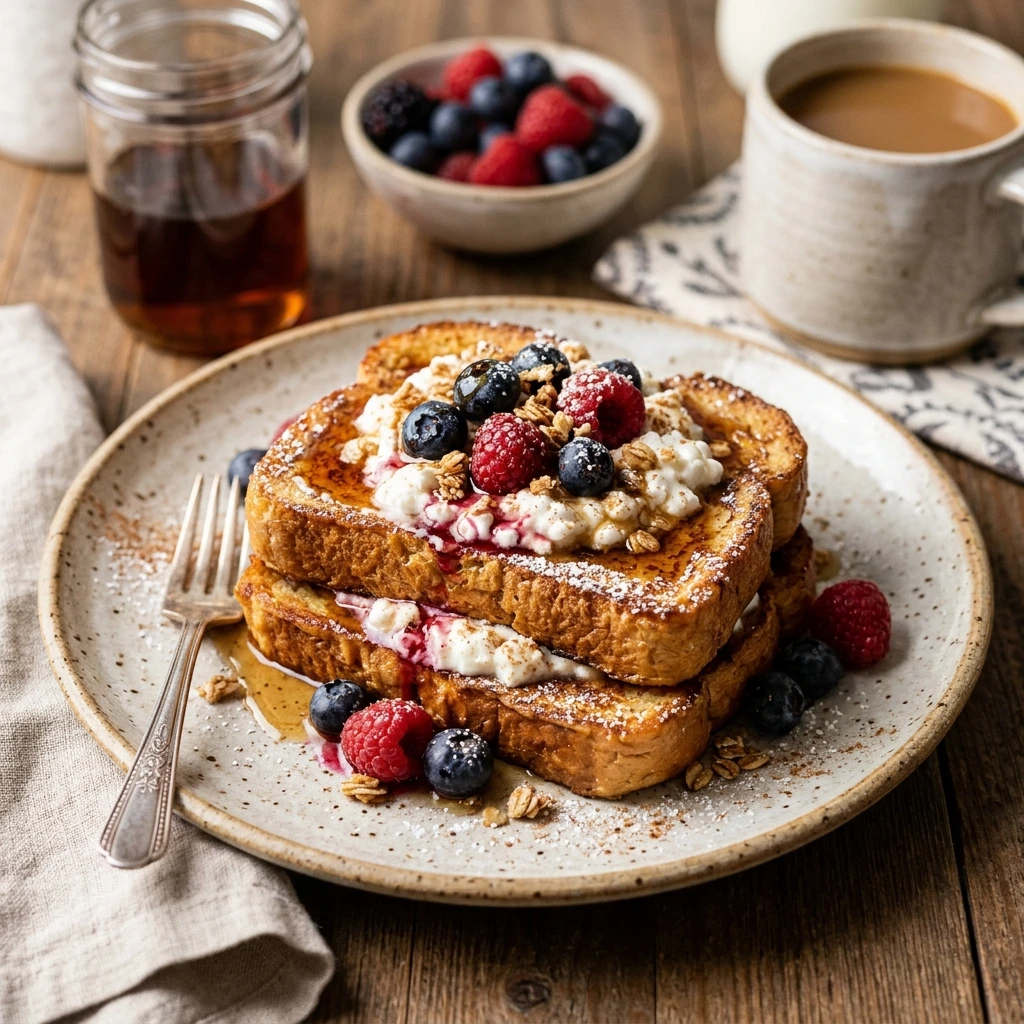 High Protein French Toast Cottage Cheese 20g+ Easy Breakfast 3 Ingredient