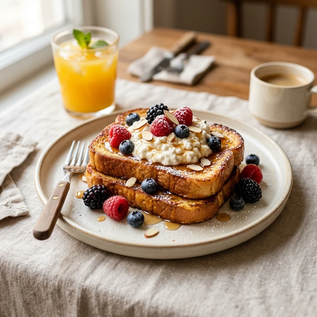 High Protein French Toast Cottage Cheese 20g+ Easy Breakfast