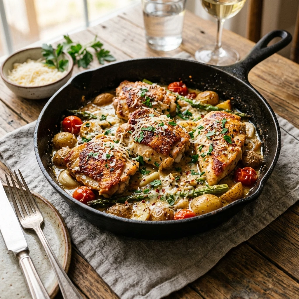 High Protein Garlic Parmesan Chicken Skillet