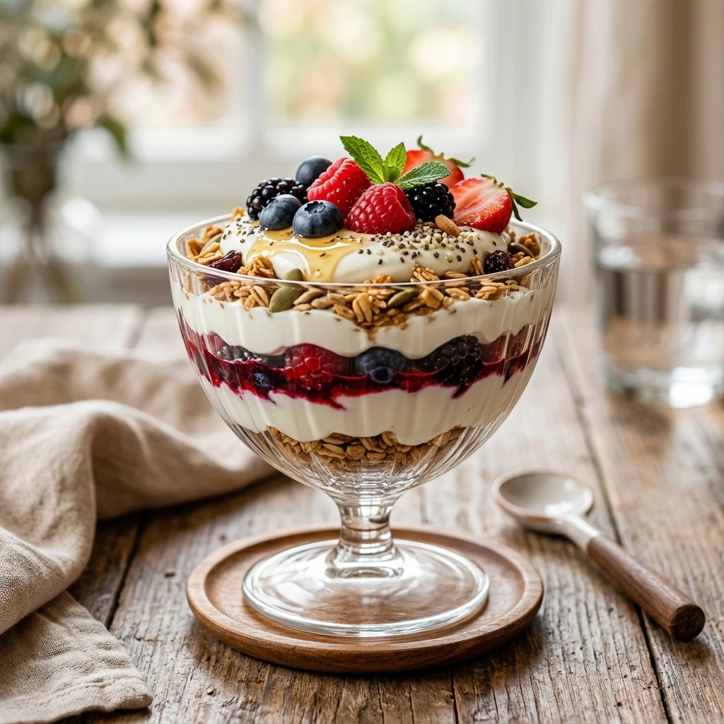 High Protein Greek Yogurt Parfait With Granola