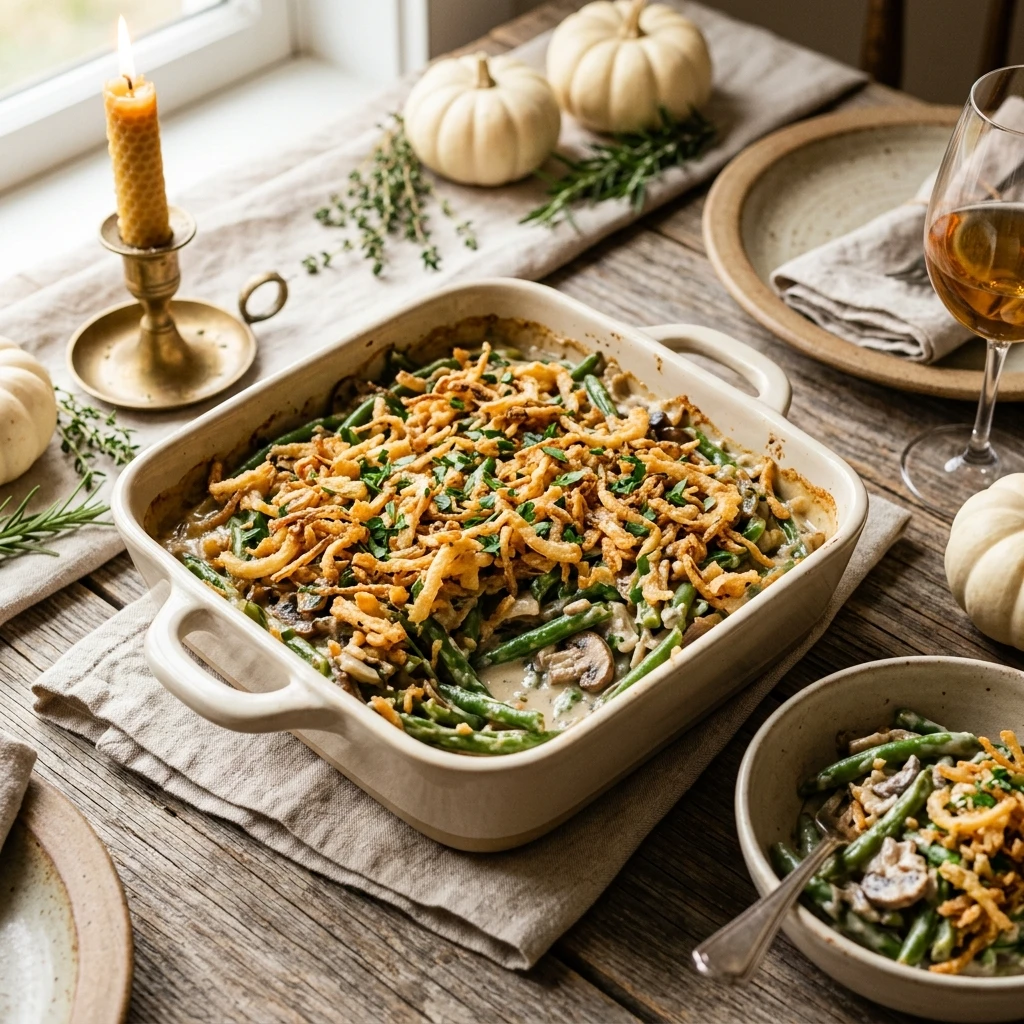 High Protein Green Bean Casserole With Greek Yogurt Thanksgiving