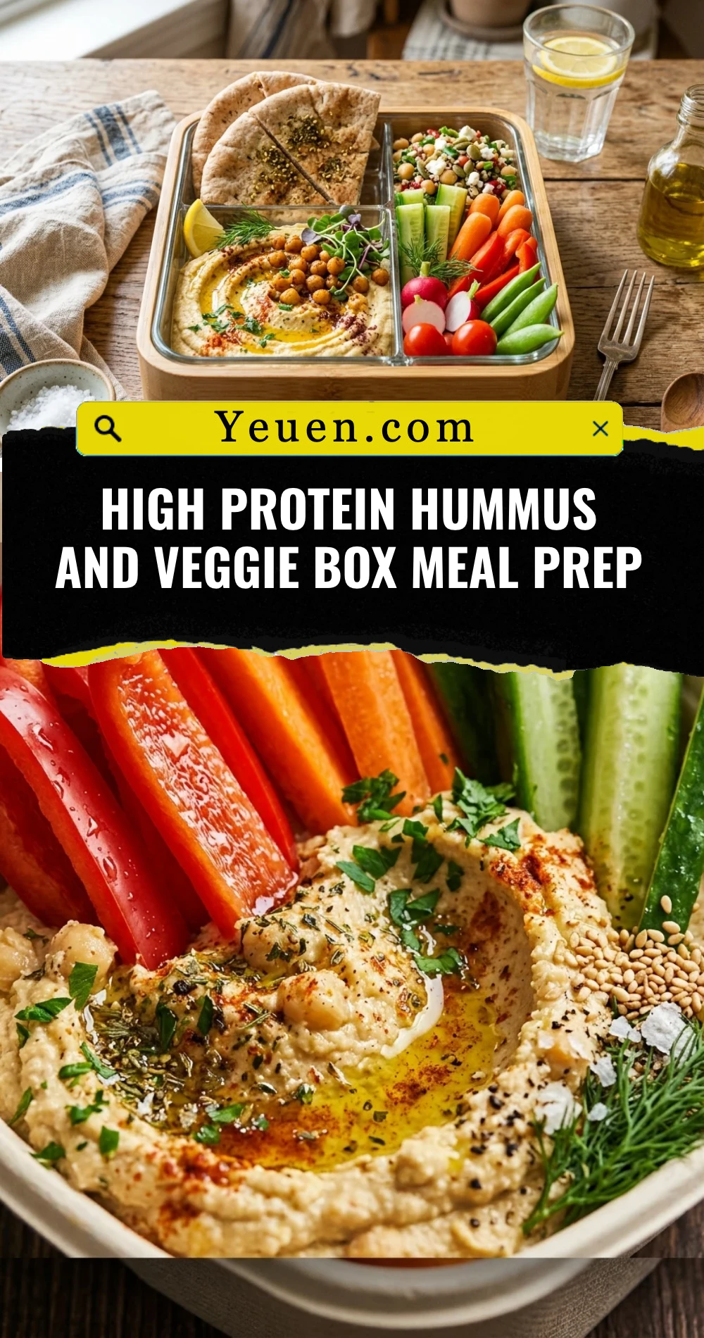 High Protein Hummus And Veggie Box Meal Prep
