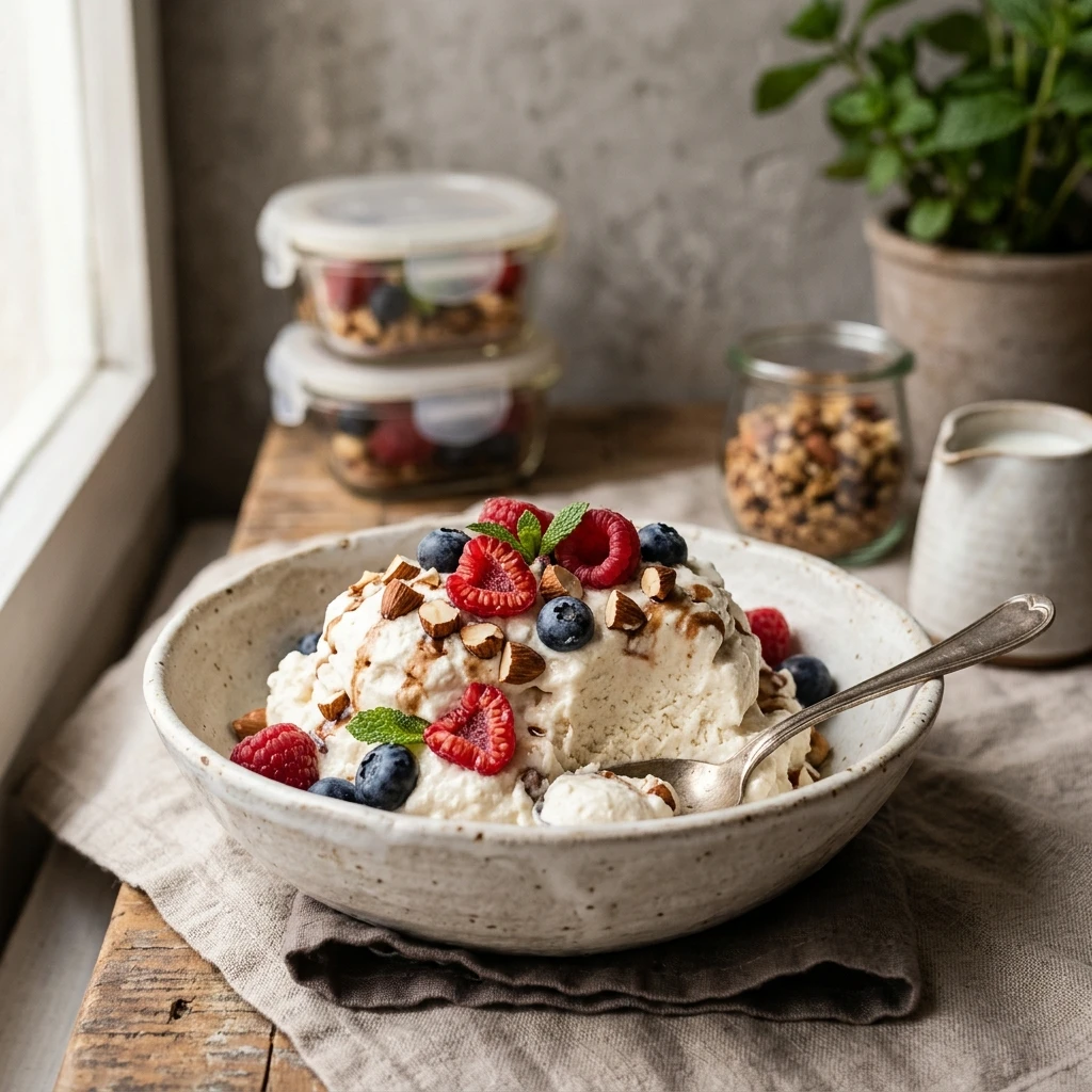 High Protein Ice Cream Dessert Low Carb Easy 30g+ Meal Prep Cottage Cheese