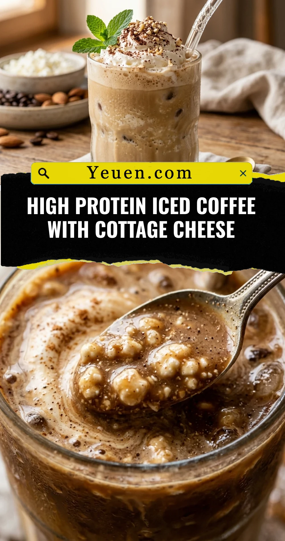 High Protein Iced Coffee With Cottage Cheese