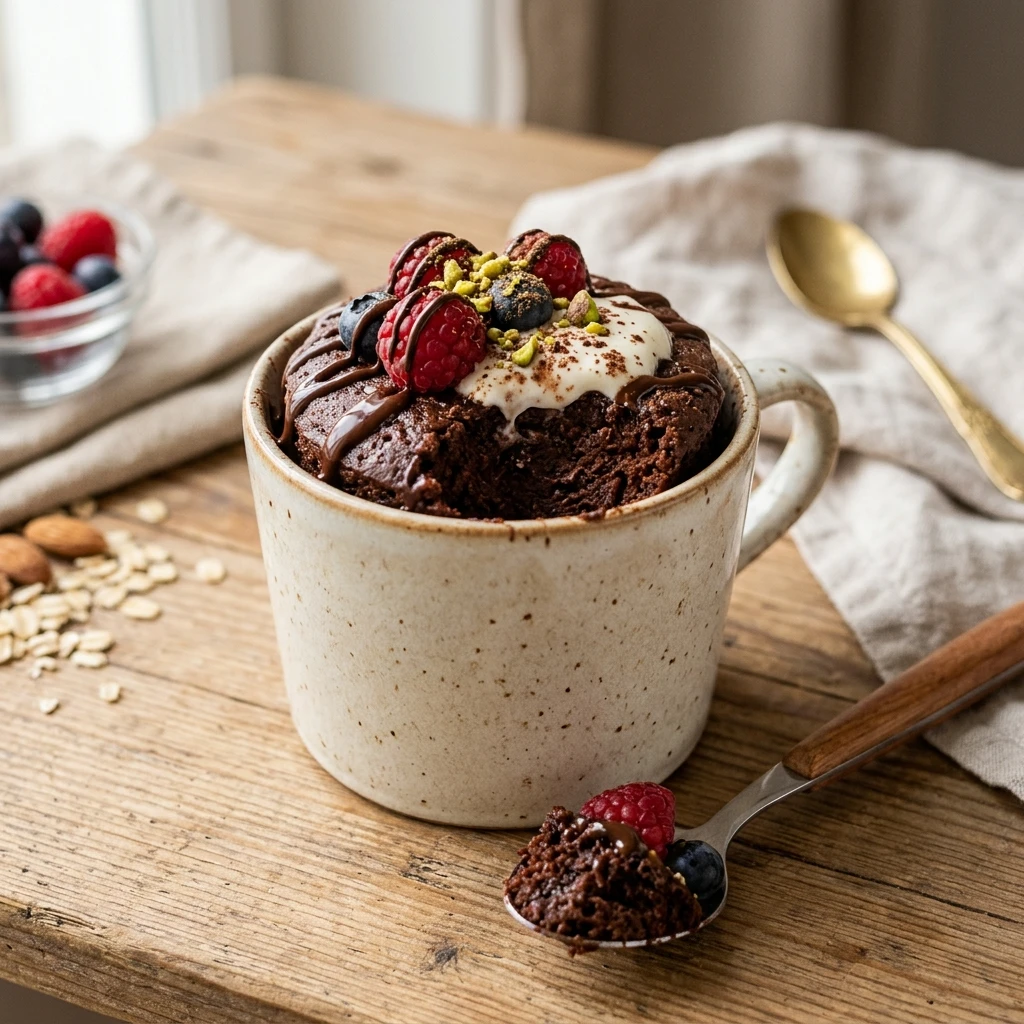 High Protein Mug Cake Dessert Low Carb Easy 30g+ Meal Prep Cottage Cheese
