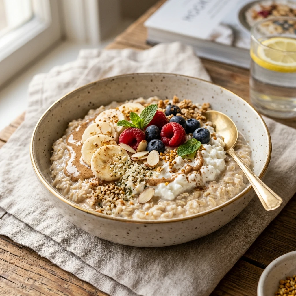 High Protein Oats Breakfast 30g+ Easy Low Carb Meal Prep Cottage Cheese