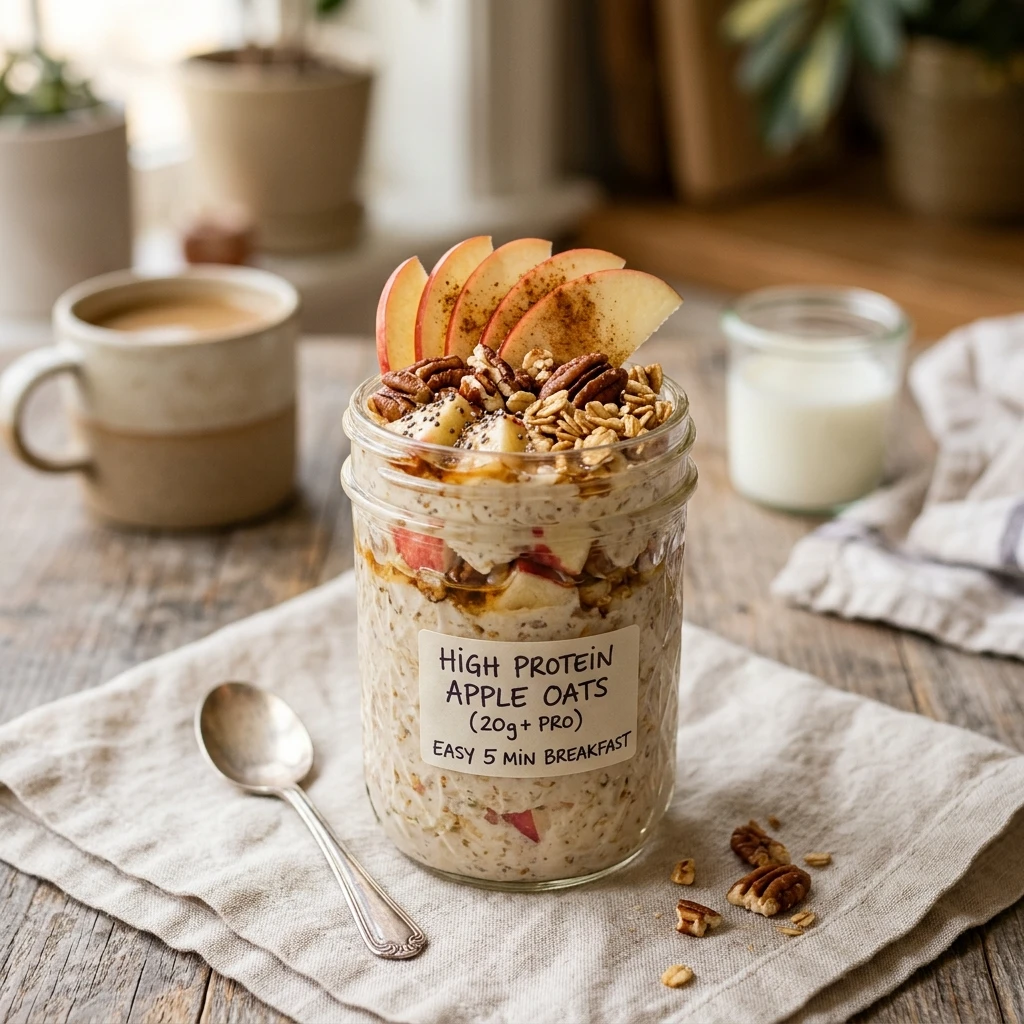 High Protein Overnight Oats Apple 20g+ Easy 5 Minute Breakfast