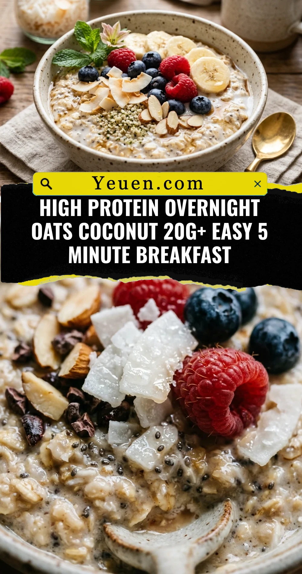 High Protein Overnight Oats Coconut 20g+ Easy 5 Minute Breakfast
