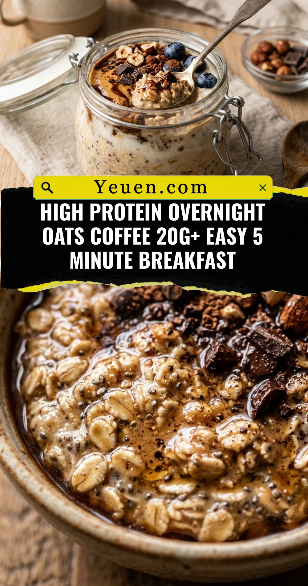 High Protein Overnight Oats Coffee 20g+ Easy 5 Minute Breakfast