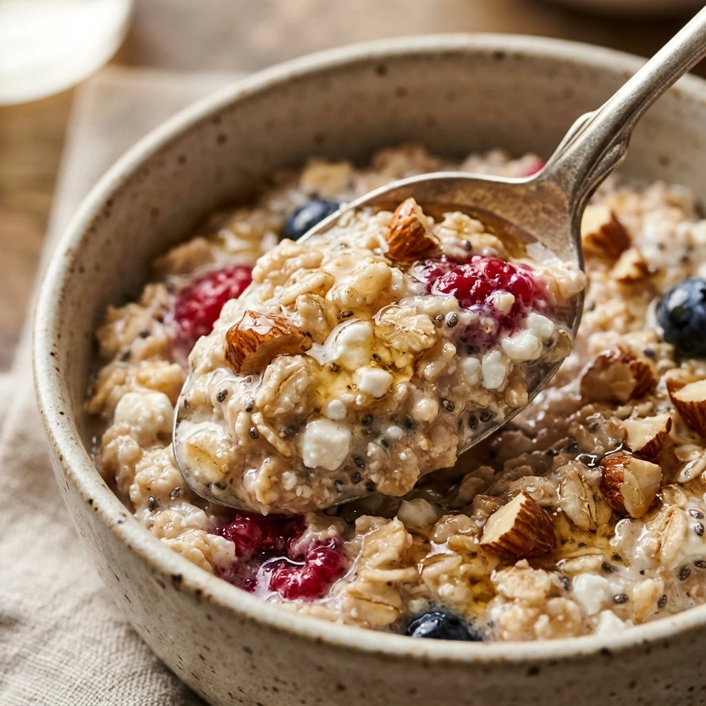 High Protein Overnight Oats Cottage Cheese 20g+ Easy Breakfast 3 Ingredient