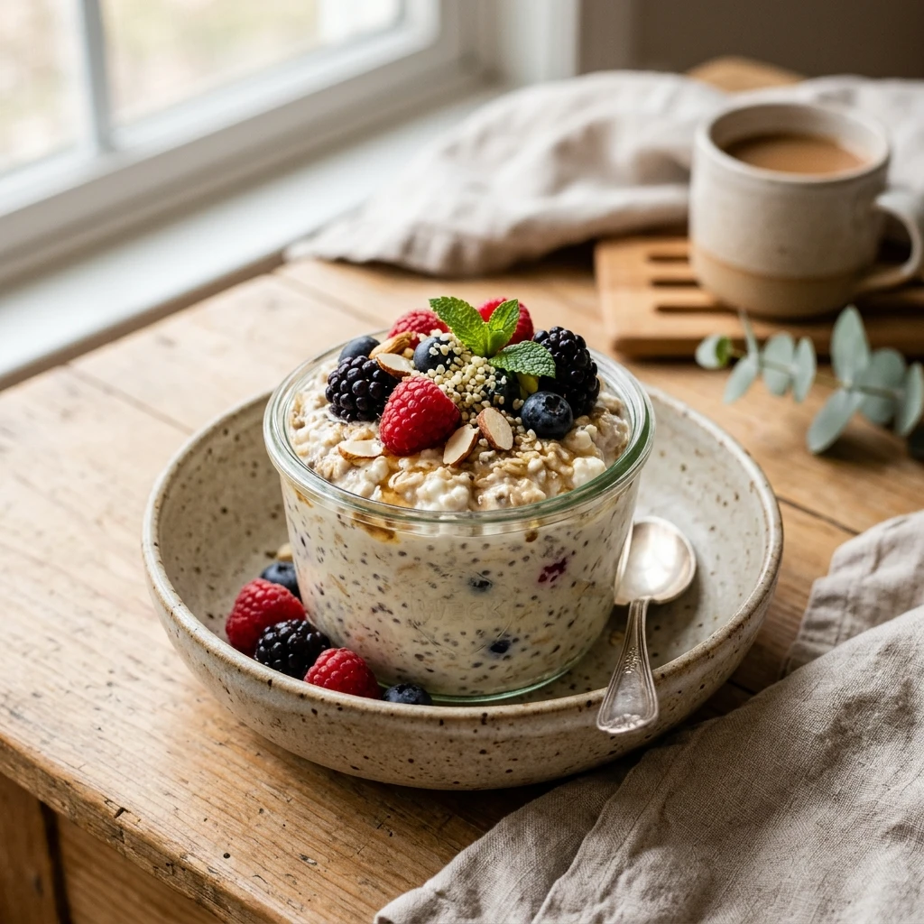 High Protein Overnight Oats Cottage Cheese 20g+ Easy Breakfast
