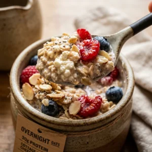 High Protein Overnight Oats Cottage Cheese 30g