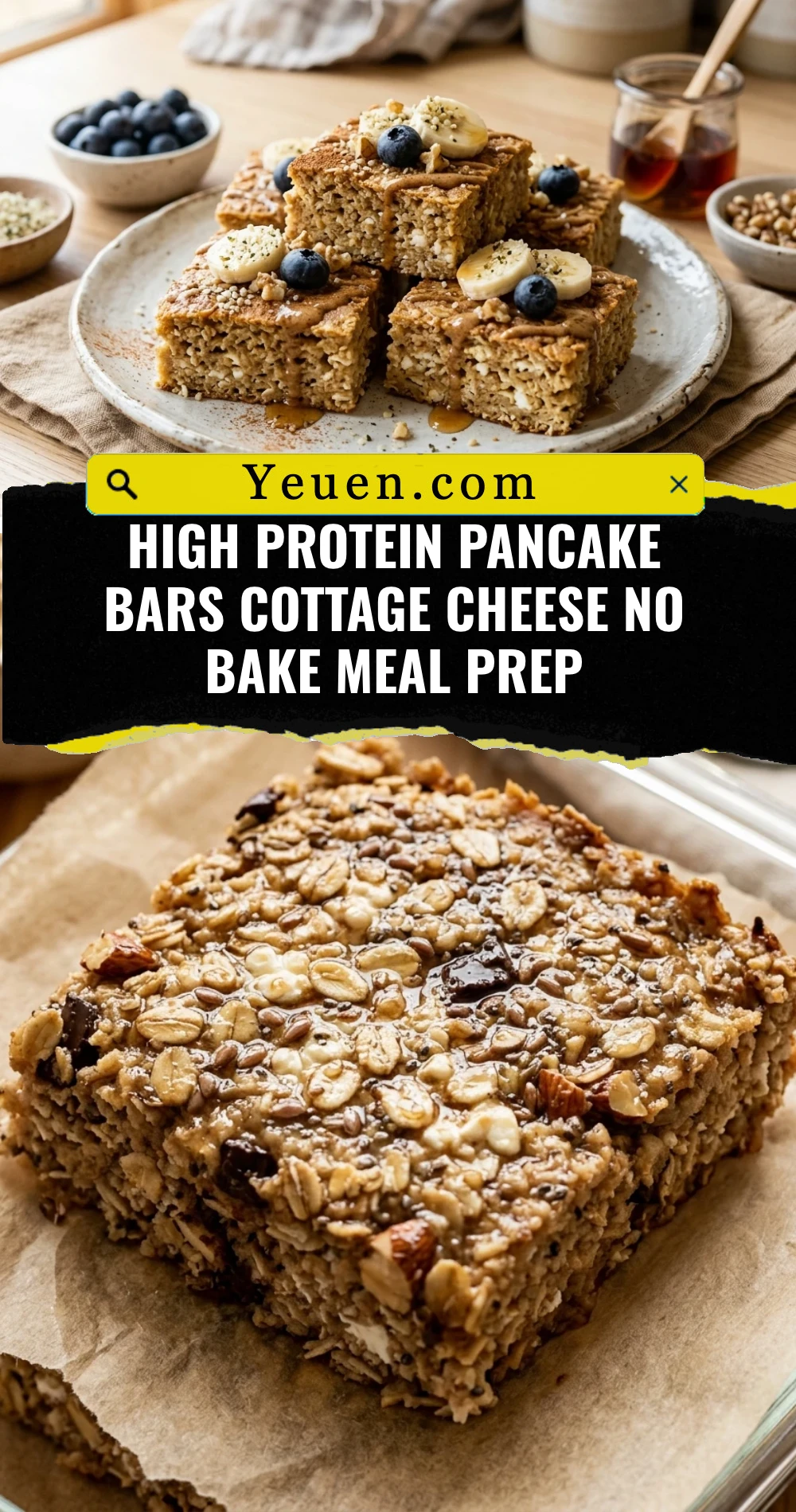 High Protein Pancake Bars Cottage Cheese No Bake Meal Prep