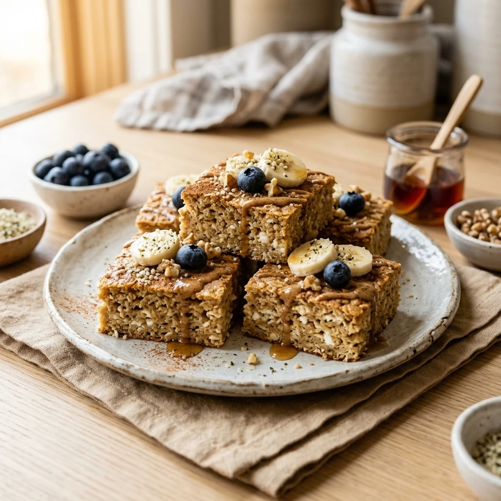 High Protein Pancake Bars Cottage Cheese No Bake Meal Prep