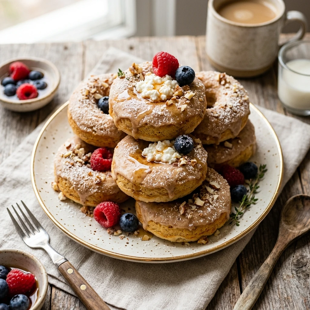 High Protein Pancake Donuts Cottage Cheese Baked No Flour