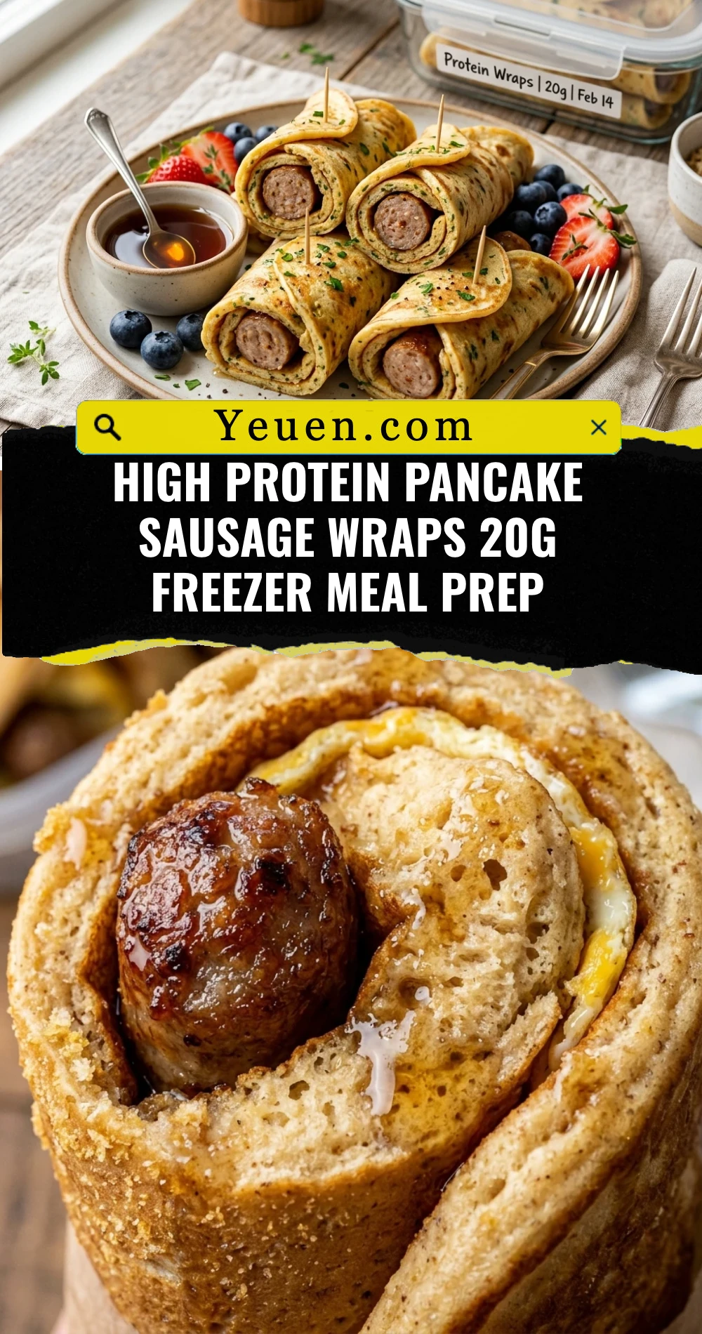 High Protein Pancake Sausage Wraps 20g Freezer Meal Prep
