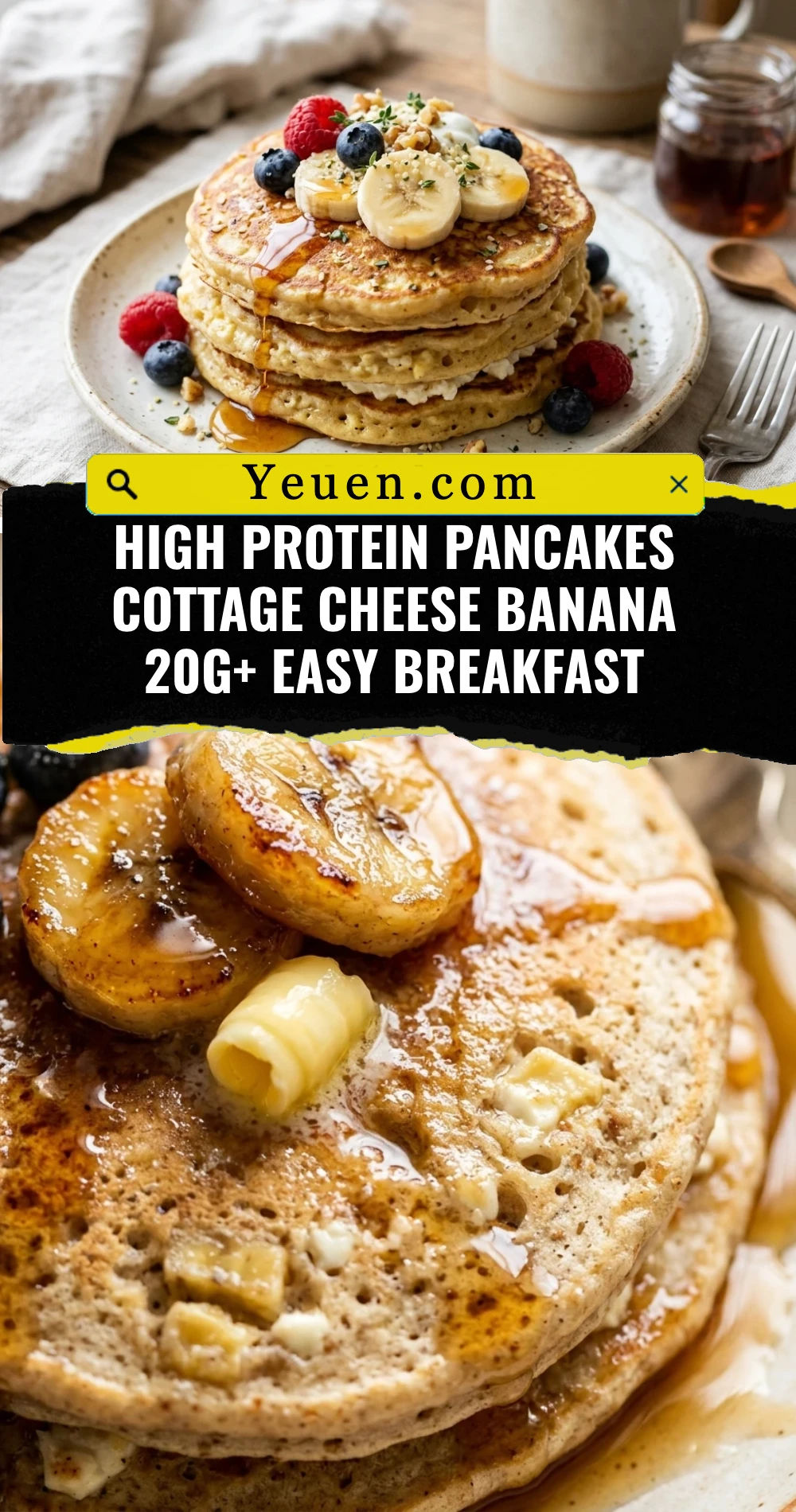 High Protein Pancakes Cottage Cheese Banana 20g+ Easy Breakfast