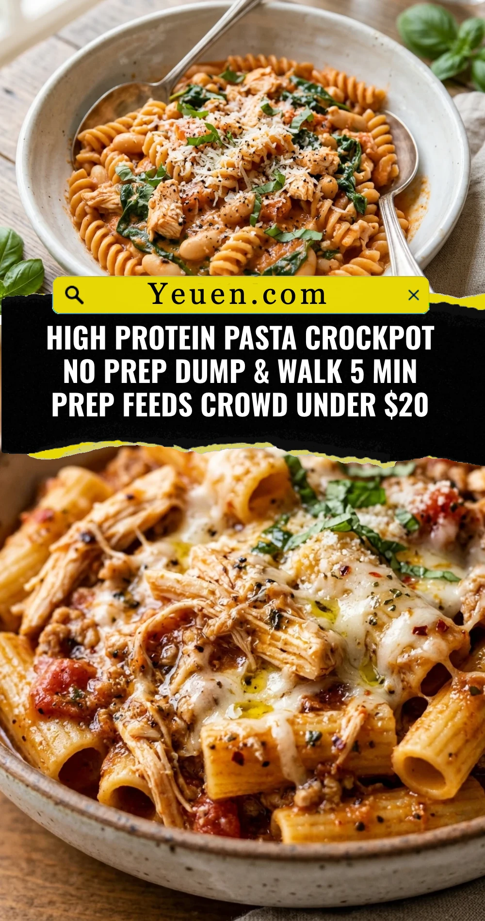 High Protein Pasta Crockpot No Prep Dump & Walk 5 Min Prep Feeds Crowd Under $20