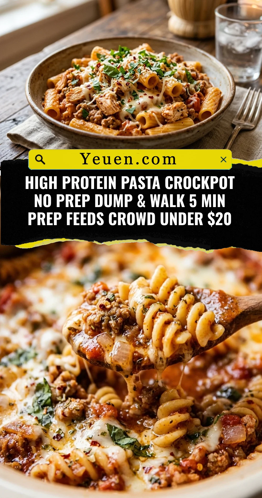 High Protein Pasta Crockpot No Prep Dump & Walk 5 Min Prep Feeds Crowd Under $20
