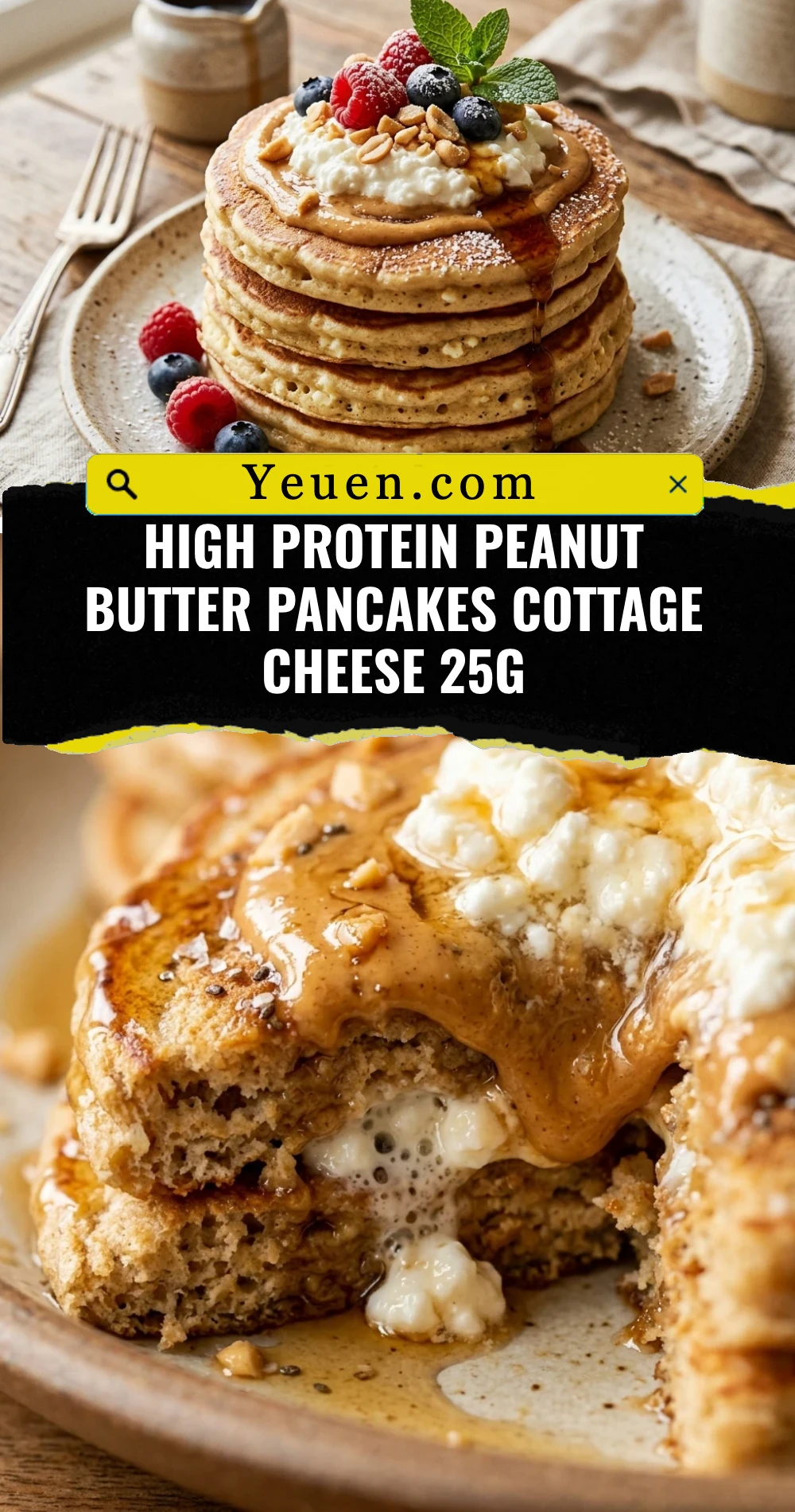 High Protein Peanut Butter Pancakes Cottage Cheese 25g