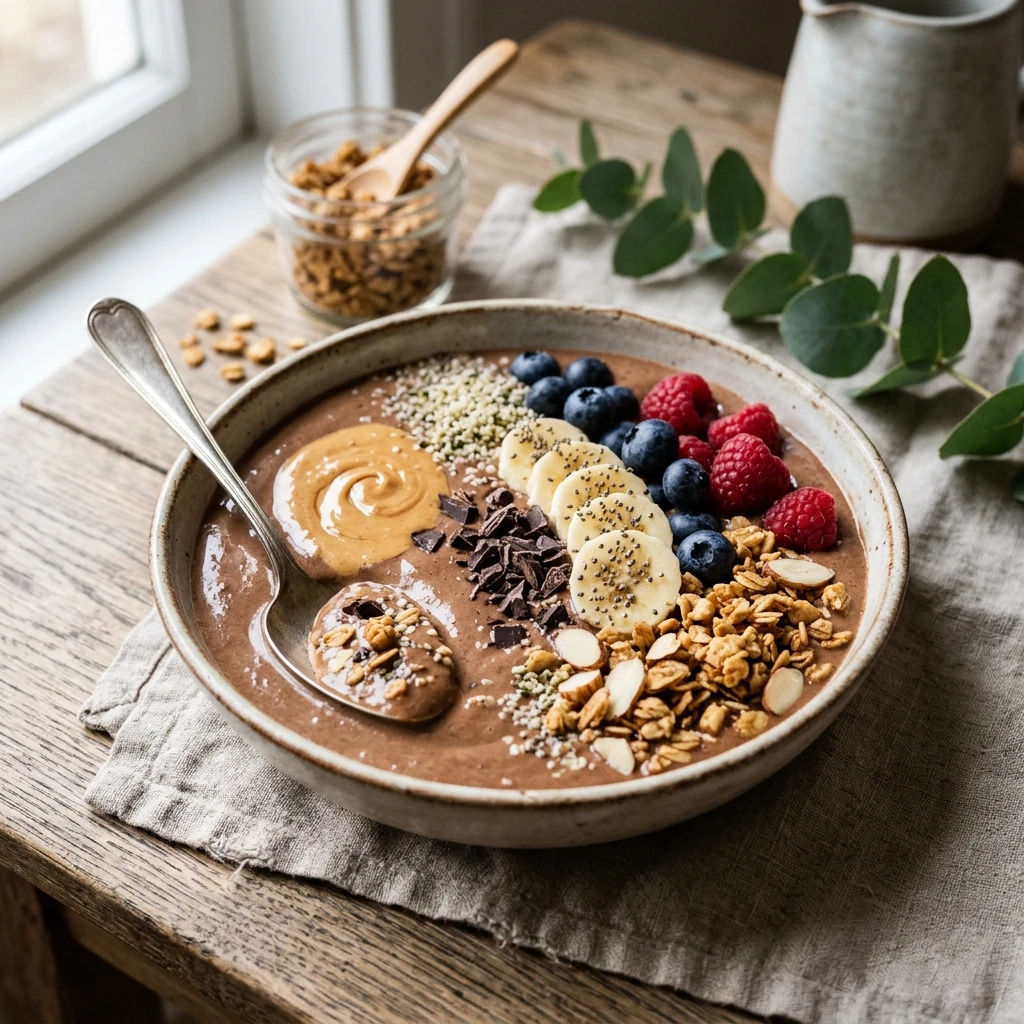 High Protein Peanut Butter Smoothie Bowl Thick Creamy Weight Loss Healthy Meal Prep