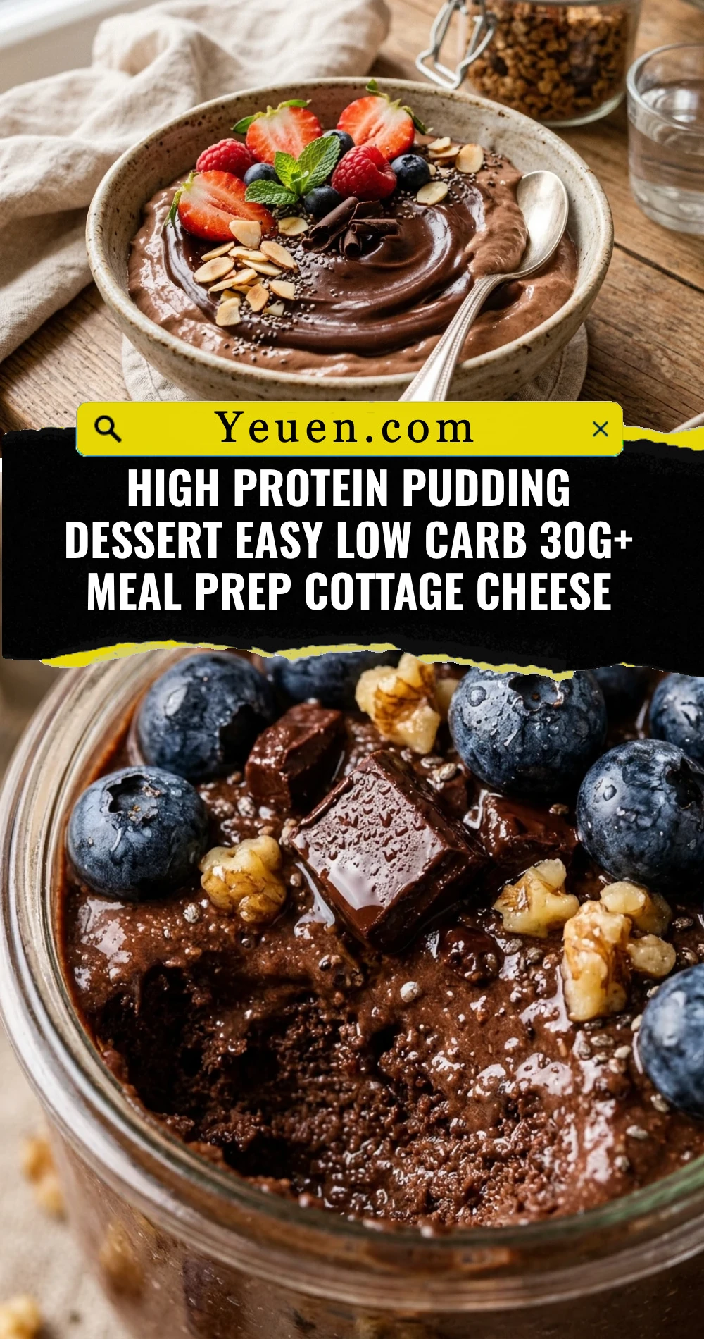 High Protein Pudding Dessert Easy Low Carb 30g+ Meal Prep Cottage Cheese