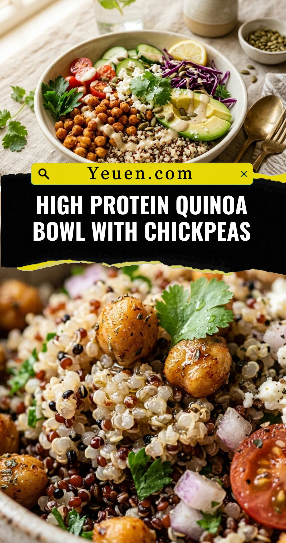 High Protein Quinoa Bowl With Chickpeas
