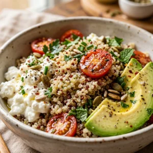 High Protein Quinoa Meal Prep 30g+ Easy Breakfast Dinner Cottage Cheese