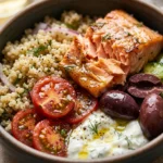 High Protein Salmon Bowl Mediterranean
