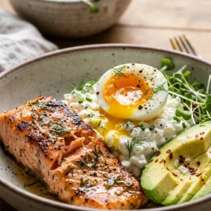 High Protein Salmon Meal Prep 30g+ Easy Breakfast Dinner Cottage Cheese