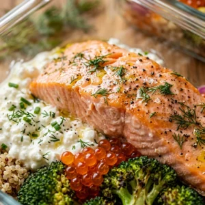 High Protein Salmon Meal Prep 30g+ Easy Breakfast Dinner Cottage Cheese