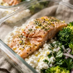 High Protein Salmon Meal Prep 30g+ Easy Low Carb Cottage Cheese