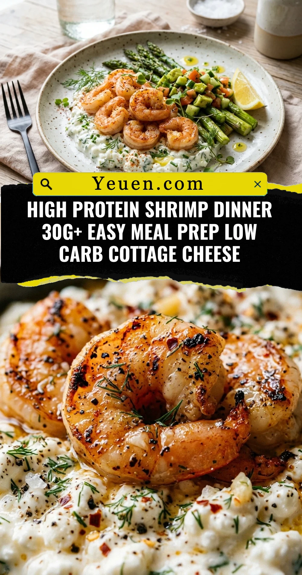 High Protein Shrimp Dinner 30g+ Easy Meal Prep Low Carb Cottage Cheese