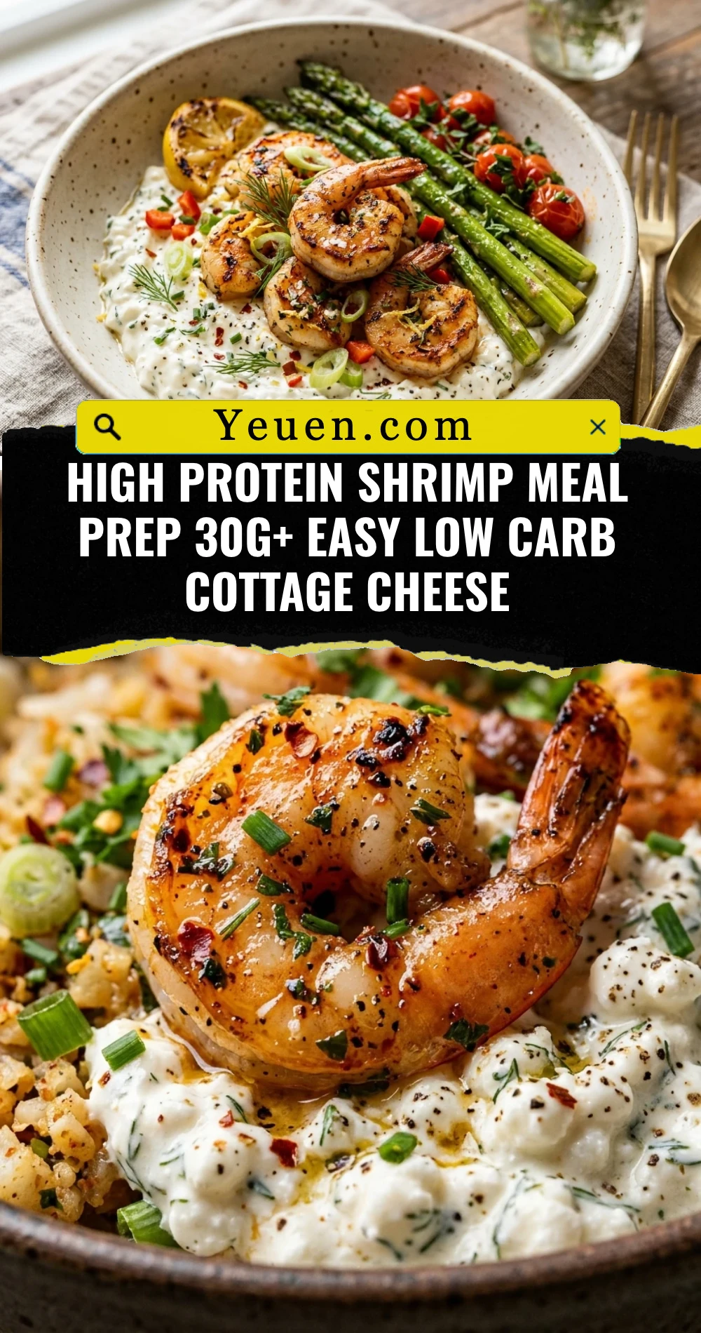High Protein Shrimp Meal Prep 30g+ Easy Low Carb Cottage Cheese