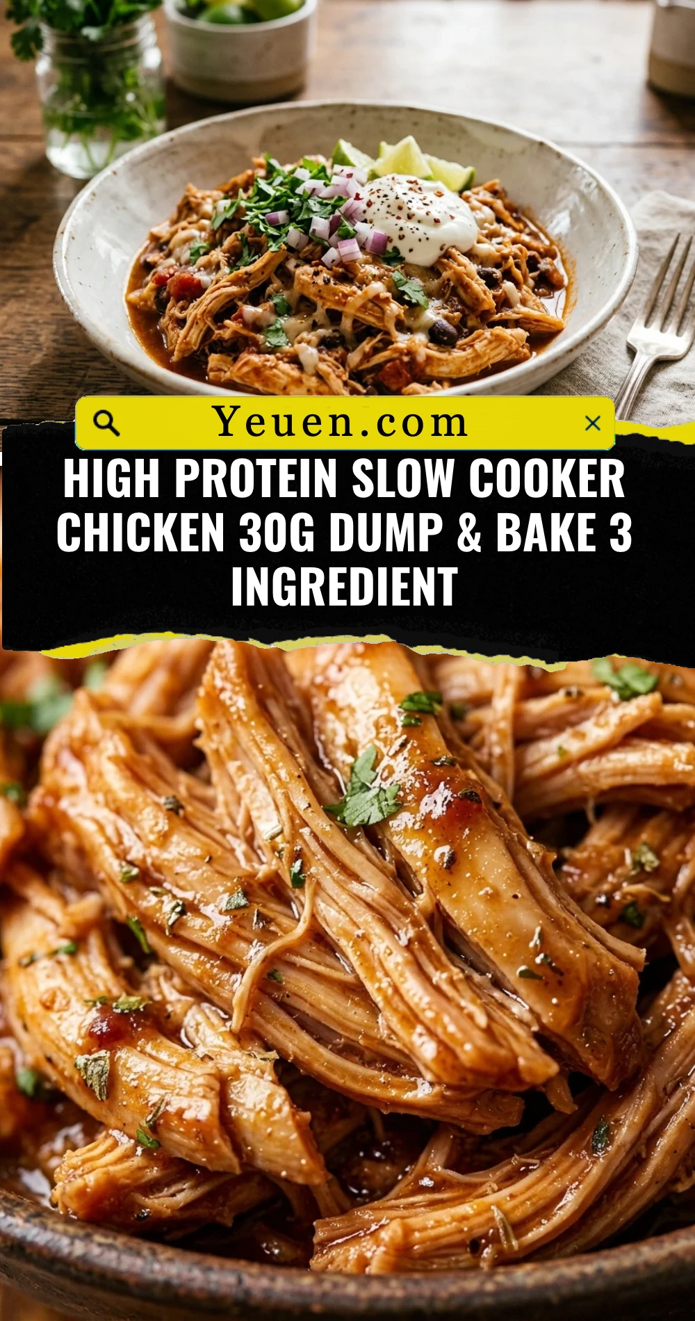 High Protein Slow Cooker Chicken 30g Dump & Bake 3 Ingredient