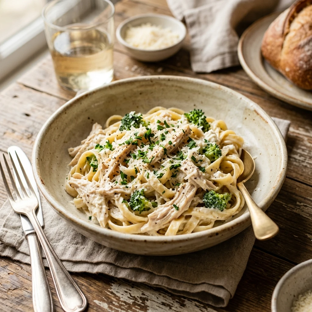 High Protein Slow Cooker Chicken Alfredo Cottage Cheese